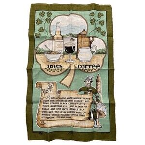 Fingal Irish Linen Irish Coffee Green Tea Towel Wall Hanging 19X30 In